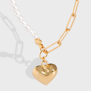 Pearl link love necklace