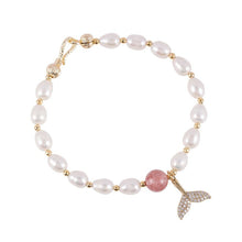 Load image into Gallery viewer, Pearl Mermaid Tail Bracelet with Precious Stone
