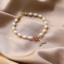 Load image into Gallery viewer, Pearl Mermaid Tail Bracelet with Precious Stone
